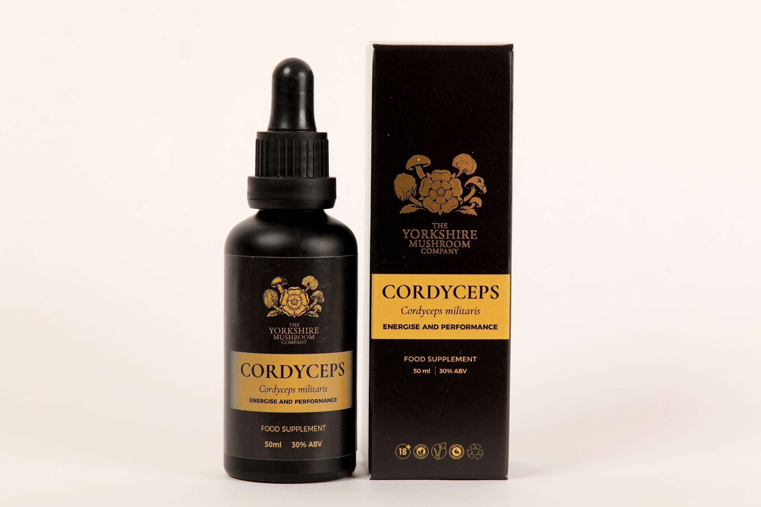 Yorkshire Mushroom Company Cordyceps tincture bottle
