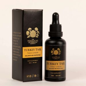 Yorkshire Mushroom Company Turkey Tail dual-extracted tincture bottle and box packaging
